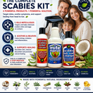 Complete Scabies Kit by Tamed Organics featuring Scabies Relief Cream, Scabies Body Wash & Shampoo, and Mite Marvel Spray. Natural scabies treatment kit designed to help eliminate scabies mites and eggs, soothe itching and irritation, support skin healing, and help prevent re-infestation with a complete 3-step approach.
