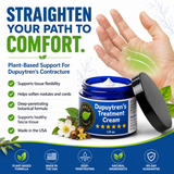 Dupuytren's Treatment Cream with plant-based ingredients to support tissue flexibility, soften nodules and cords, and promote healthy fascia tissue.