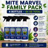 Mite Marvel Mite Killer Family Pack with four 16 oz bottles (64 oz total) for whole-home mite management.