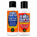 Mite Marvel Human Mites 2-Step Pack with 4 oz Body Wash & Shampoo and 4 oz sulfur Relief Cream for cleansing, soothing, and supporting uncomfortable skin.