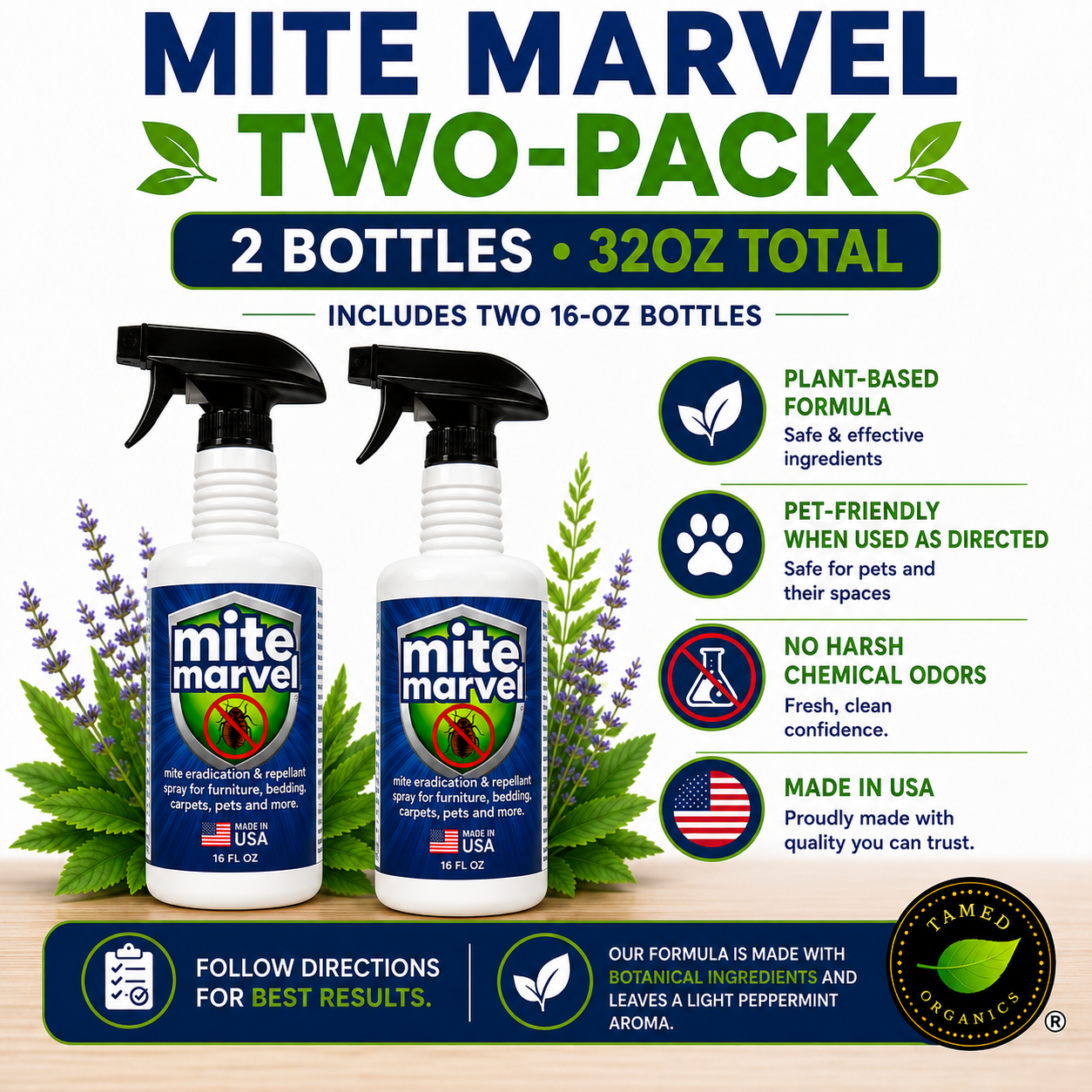 Mite Marvel Mite Killer Spray | 2 Pack of 16 oz Bottles