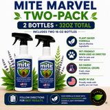 Mite Marvel Mite Killer 2-Pack with two 16 oz bottles (32 oz total) for treating multiple rooms and household surfaces.