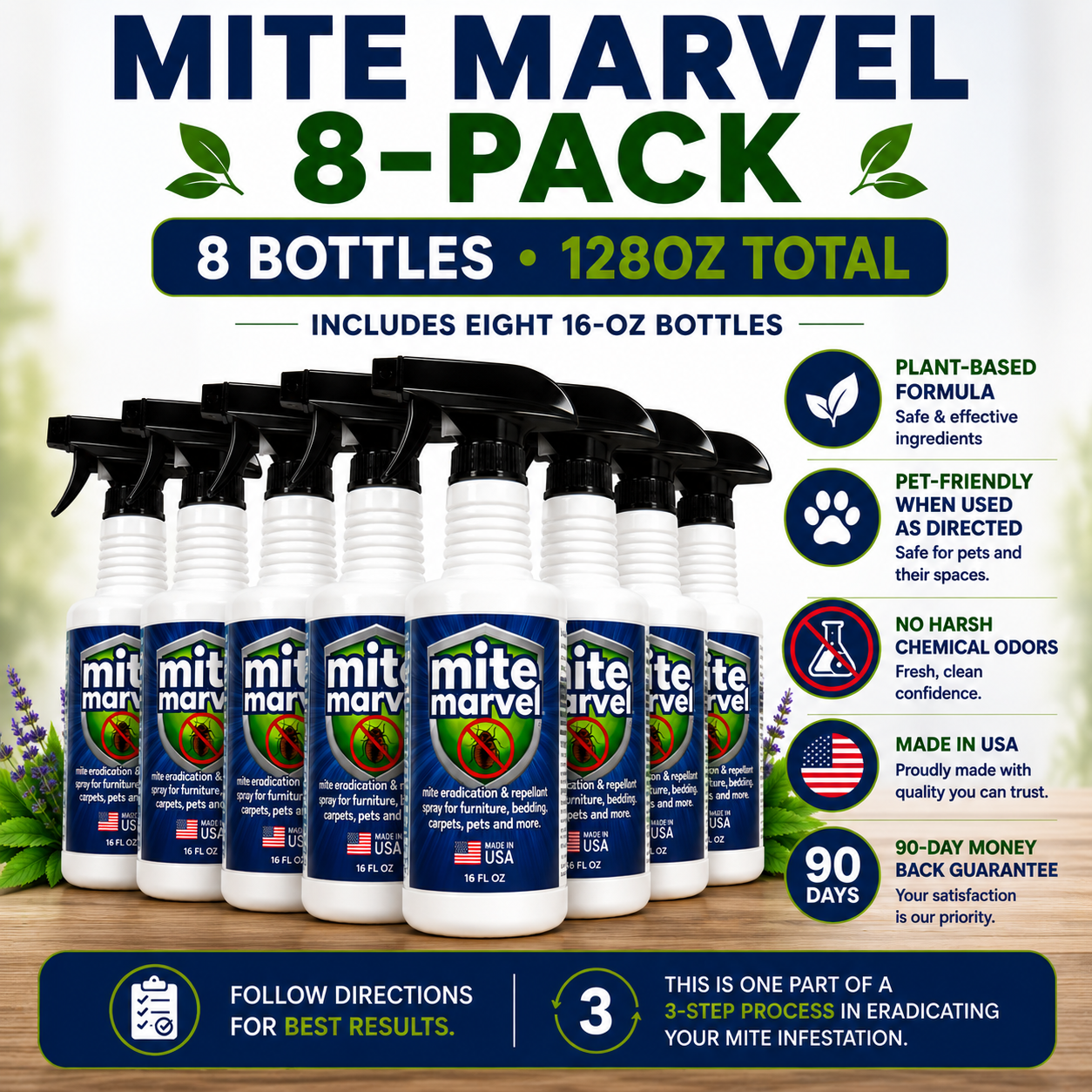 Mite Marvel Mite Killer Spray | 8 Pack of 16oz bottles