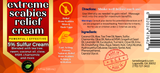 Label of extreme scabies relief cream with directions and ingredients listed.