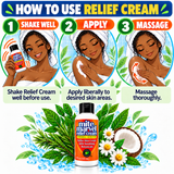 Anime guide for Mite Marvel Relief Cream: shake well, apply liberally to desired skin areas, and massage thoroughly.