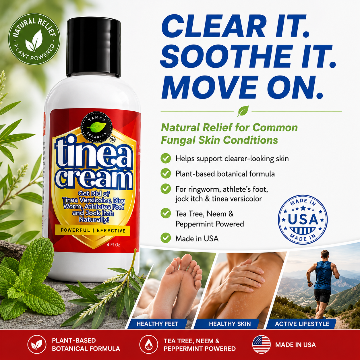 Tinea Cream | Natural Formula | 4 Oz Bottle