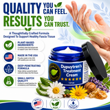 Dupuytren's Treatment Cream with plant-based ingredients, a deep-penetrating formula, made-in-USA quality, and small-batch production designed to support healthy fascia tissue and hand comfort.