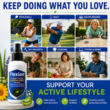 Flexion Trigger Finger Symptom Relief Cream active lifestyle infographic featuring pickleball, golf, shuffleboard, DIY projects, cooking, and computer work, highlighting support for hand comfort, flexibility, mobility, and everyday activities affected by trigger finger symptoms.
