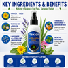 Flexion Trigger Finger Symptom Relief Cream ingredients infographic featuring Arnica, MSM, Tamanu Oil, Emu Oil, L-Arginine, L-Citrulline, Magnesium, Turmeric, Marjoram, Geranium Oils, and Mentha Arvensis for inflammation support, circulation, mobility, grip comfort, and relief from stiff, sore fingers.