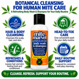 Mite Marvel Body Wash and Shampoo for head-to-toe cleansing, refreshing and conditioning hair and skin, and supporting a consistent daily routine.