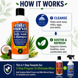 Mite Marvel Body Wash and Shampoo how it works to cleanse mites and support healthier-looking skin.