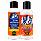 Mite Marvel Human Mites 2-Step Pack with 4 oz Body Wash & Shampoo and 4 oz non-sulfur Relief Cream for cleansing, soothing, and supporting uncomfortable skin.