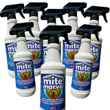 Multiple bottles of mite marvel spray on a white background