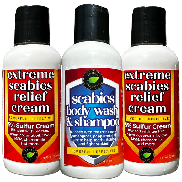 Scabies Treatment Kit with 2 Scabies Relief Creams & 1 Scabies Shampoo Body Wash