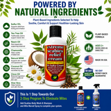 Extreme Scabies Relief Cream featuring sulfur, tea tree, neem, chamomile, coconut oil, and aloe as part of a plant-based scabies skin care formula.