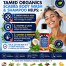 Natural Scabies Body Wash & Shampoo helps target scabies mites and eggs, soothe itching and irritation, and cleanse skin and hair with tea tree, neem, peppermint, and lemongrass oils.