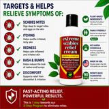 Scabies Relief Cream with 5% sulfur for itching, redness, rash, and scabies mite symptom relief.