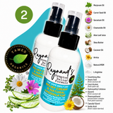 Two bottles of Tamed Organics Raynaud’s Symptom Relief Cream surrounded by featured botanical ingredients.