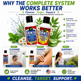 Complete Tinea System how it works image showing Tinea Body Wash and Tinea Cream working together to cleanse, target, and support healthier-looking skin affected by ringworm, athlete's foot, jock itch, and tinea versicolor.