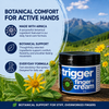 Trigger Finger Relief Cream with Arnica, featuring botanical support for comfortable movement and stiff, overworked fingers.